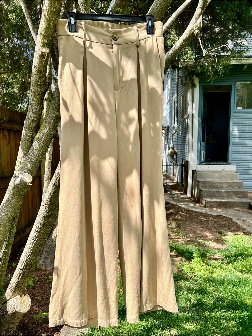 Tan sustainable wide-leg trouser And Now This XS high rise elastic waist Macys